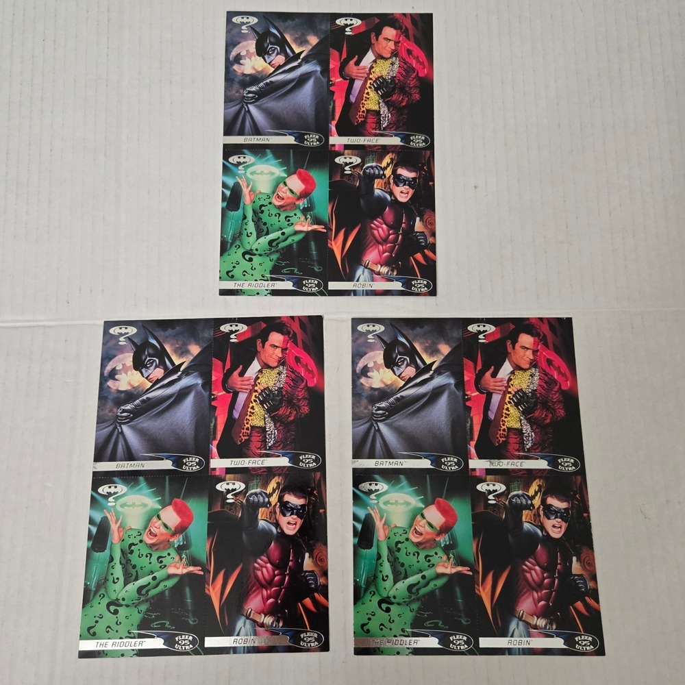 1995 Fleer Ultra Batman Forever Target 4 Card Promo Sheet Uncut Lot of 3 Vintage